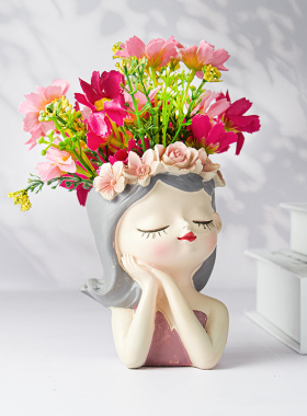 网红北欧风桌面小仙女花盆摆件