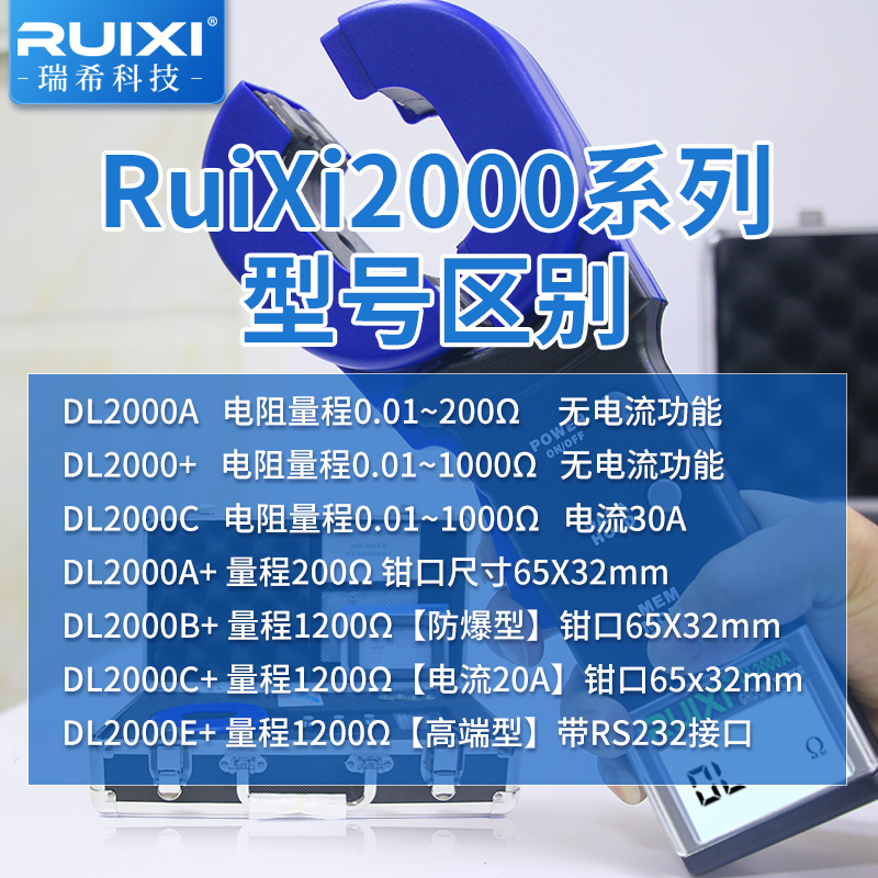 RuiXi瑞希钳形接地电阻测试仪DL2000A数字地阻仪钳型防雷检测仪器 - 图1