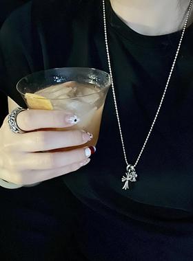 经典泰银双十字架圆珠嘻哈项链