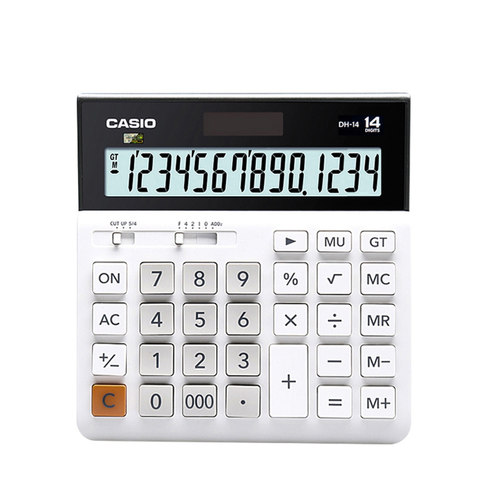 Casio/卡西欧 DH-14超宽体计算器办公商务太阳能14位数12位数显示 大屏幕 大按键银行财务会计台式计算机 - 图0