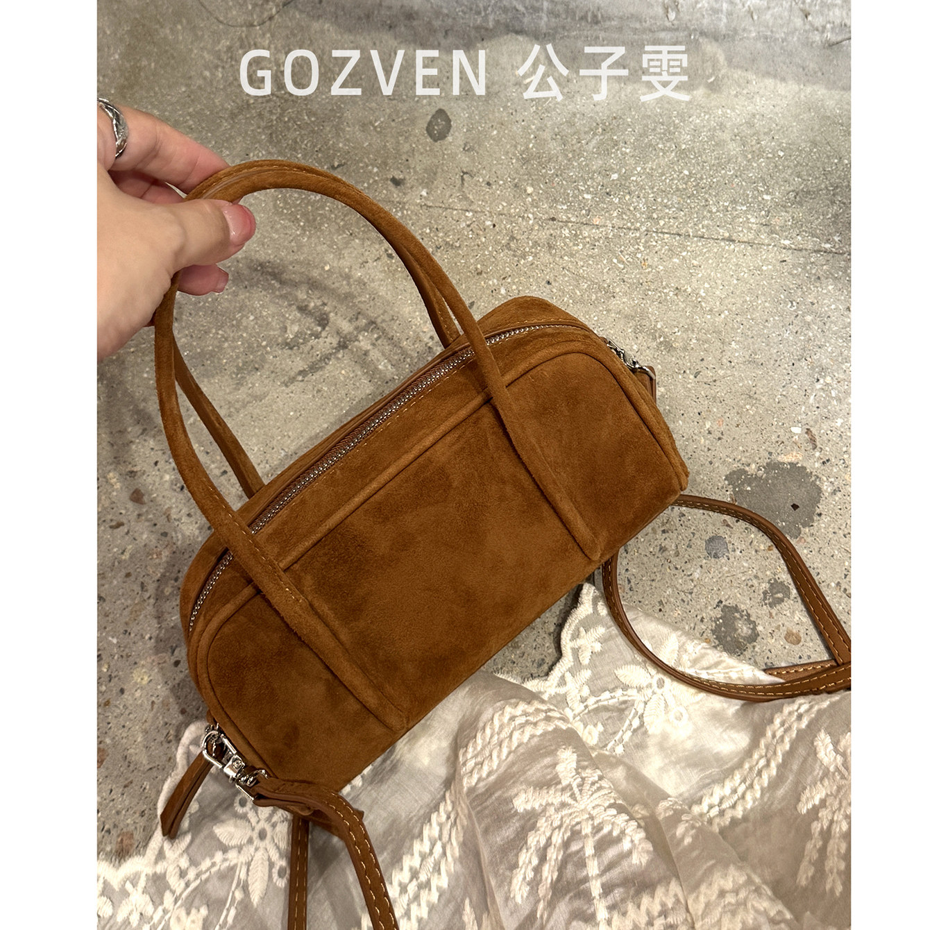 【公子雯】保龄球包包2025秋新款麂皮羊猄绒高级手提斜挎包小方包,淘宝优惠券,粉丝福利购,淘宝优惠卷