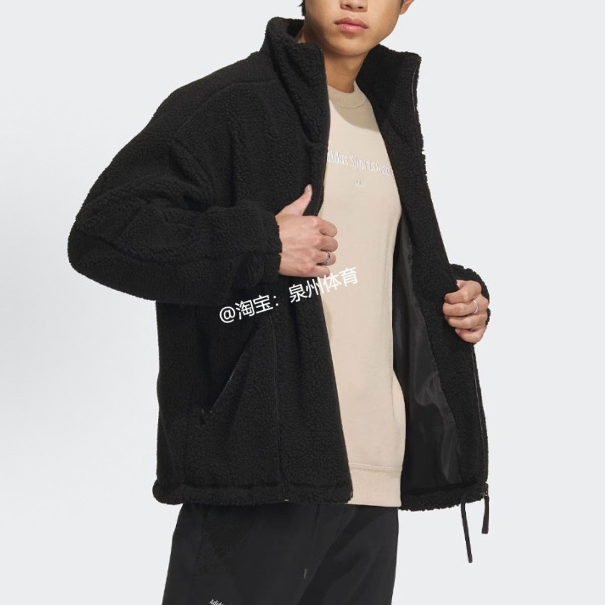 Adidas男女同款防风保暖舒适羊羔绒外套IQ1366IQ1367IQ1368JN5848,淘宝优惠券,粉丝福利购,淘宝优惠卷