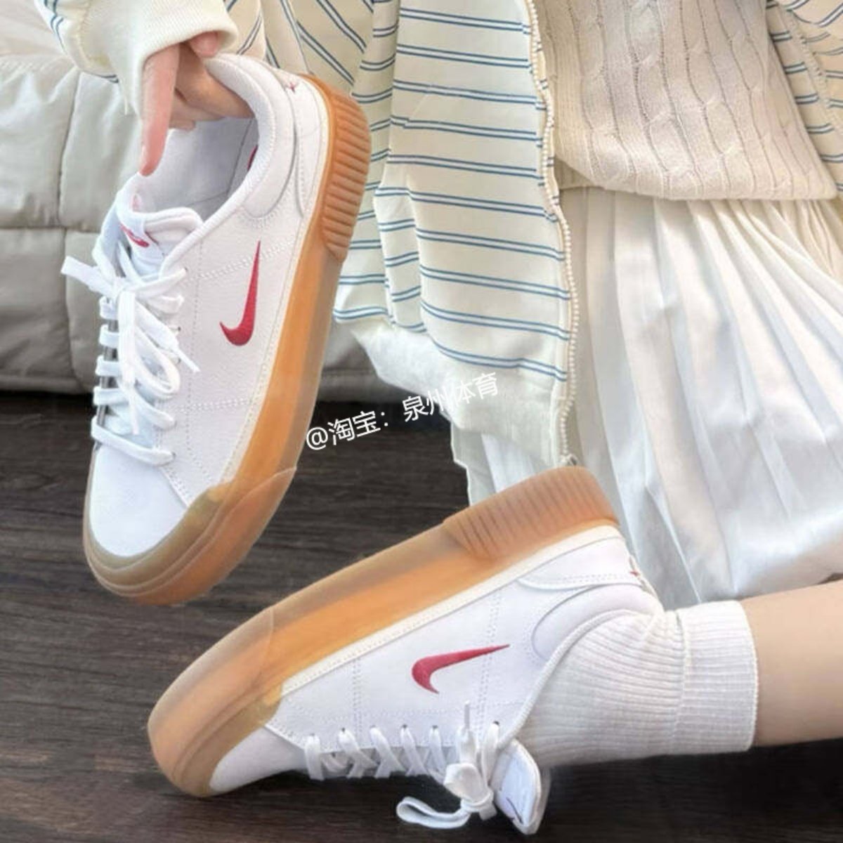 Nike耐克COURT LEGACY女子运动鞋板鞋厚底鞋增高FV5526-100-102,淘宝优惠券,粉丝福利购,淘宝优惠卷