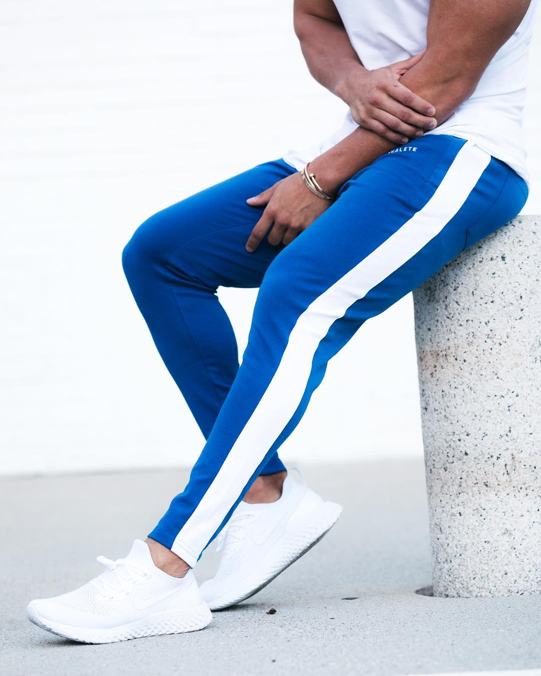 3XL Men Pants Hip Hop Fitness Joggers Sweatpants Side strip - 图1