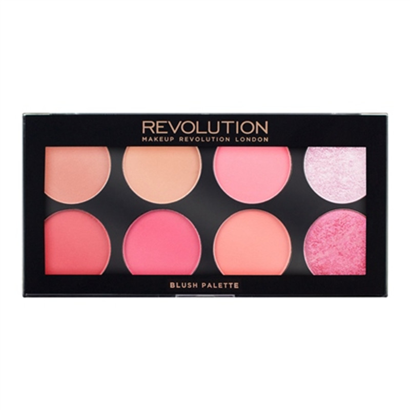 英国makeup revolution8色腮红盘珠光哑光蜜桃橘裸粉红高光修容 - 图1