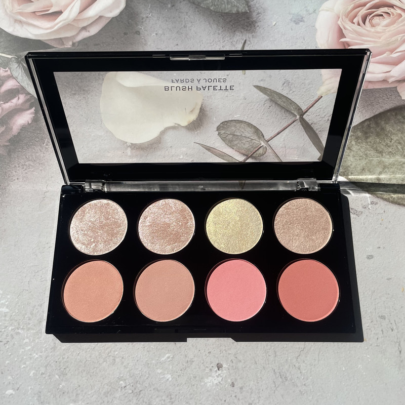 英国makeup revolution8色腮红盘珠光哑光蜜桃橘裸粉红高光修容 - 图0