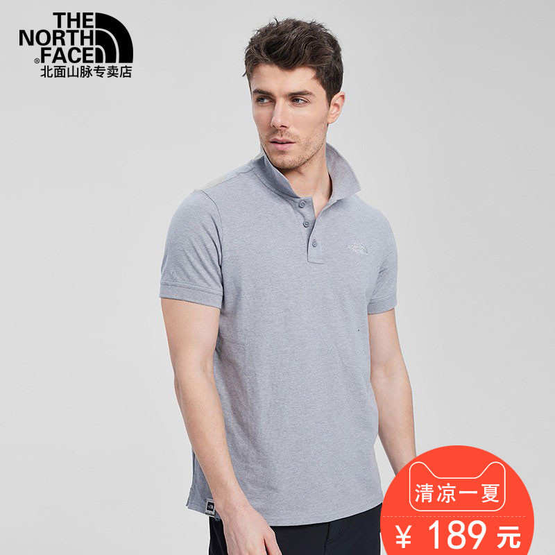 TheNorthFace北面19春夏新款透氣舒適戶外男運動短袖POLO衫|3VRA
