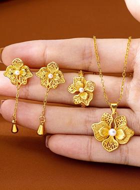 国潮宫廷风镂空花朵饰品套装