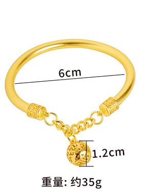 古法宫铃手镯国潮镀金镯子
