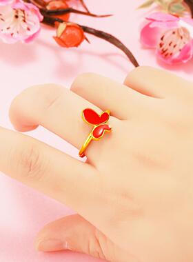 韩版红蝴蝶镀金饰品套装