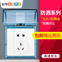 Bull Electric Water Heater Special Socket Panel 16a With Switch Big Three Holes Air Conditioning Five Holes Waterproof Splash Box Concealed