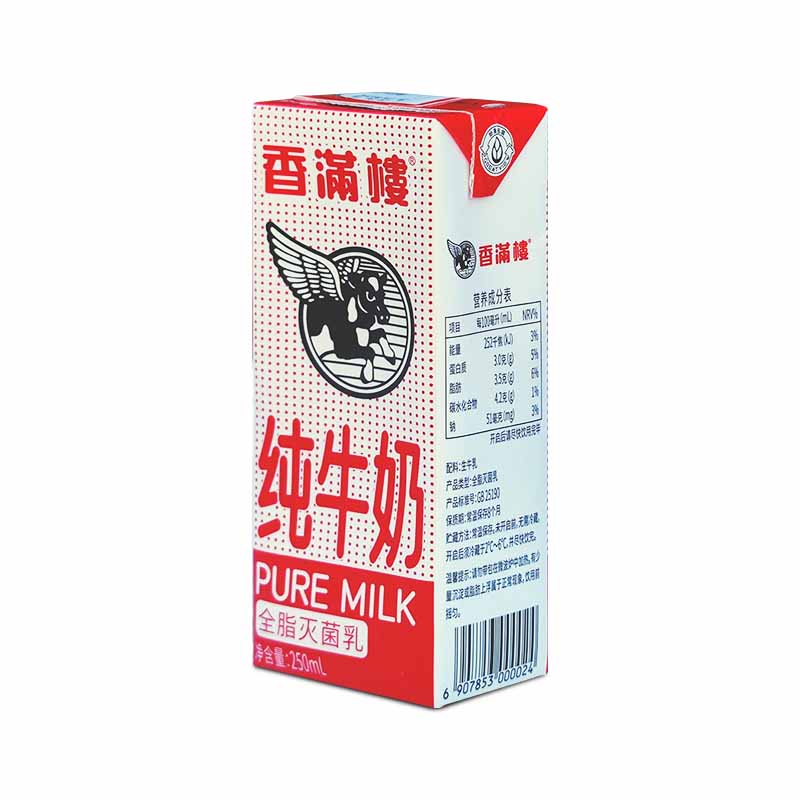 香满楼全脂灭菌纯牛奶250ml*24盒/箱家庭装商超营养纯正3月份-图1