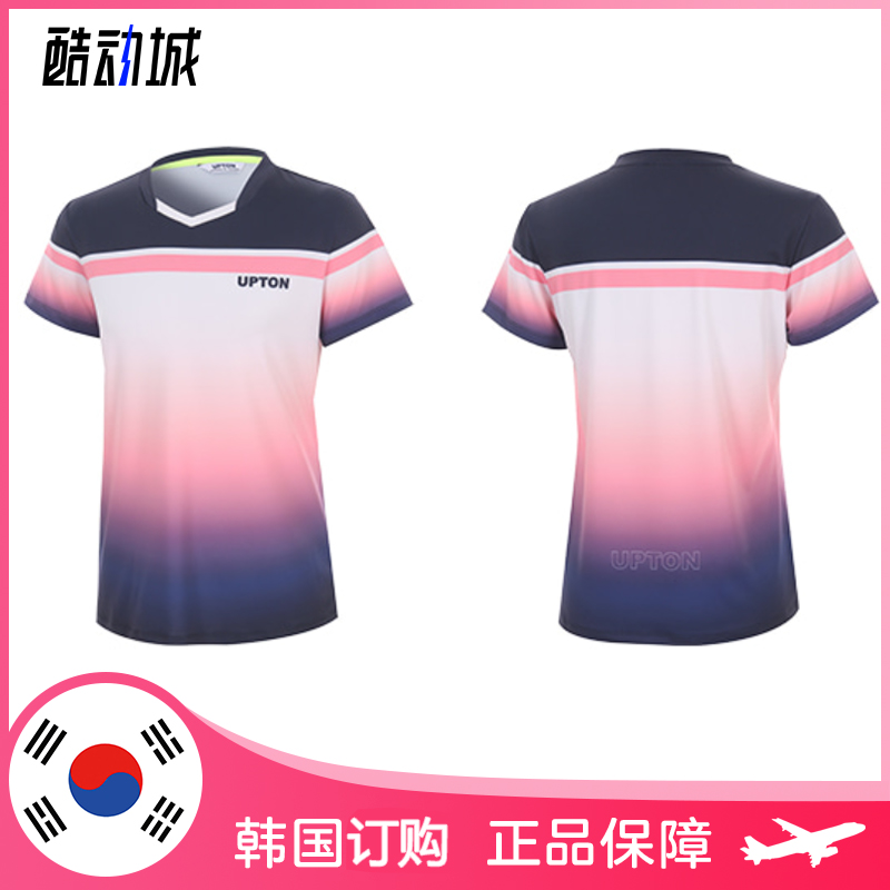 2024春夏 UPTON韩国羽毛球服上装 男女简约个性渐变速干运动短袖T - 图1