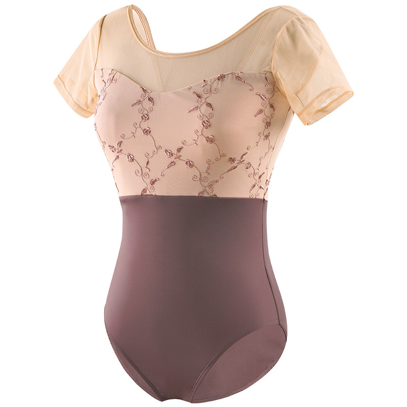 刺绣芭蕾舞服成人短袖生艺考形体服 艾舞戈芭蕾舞服