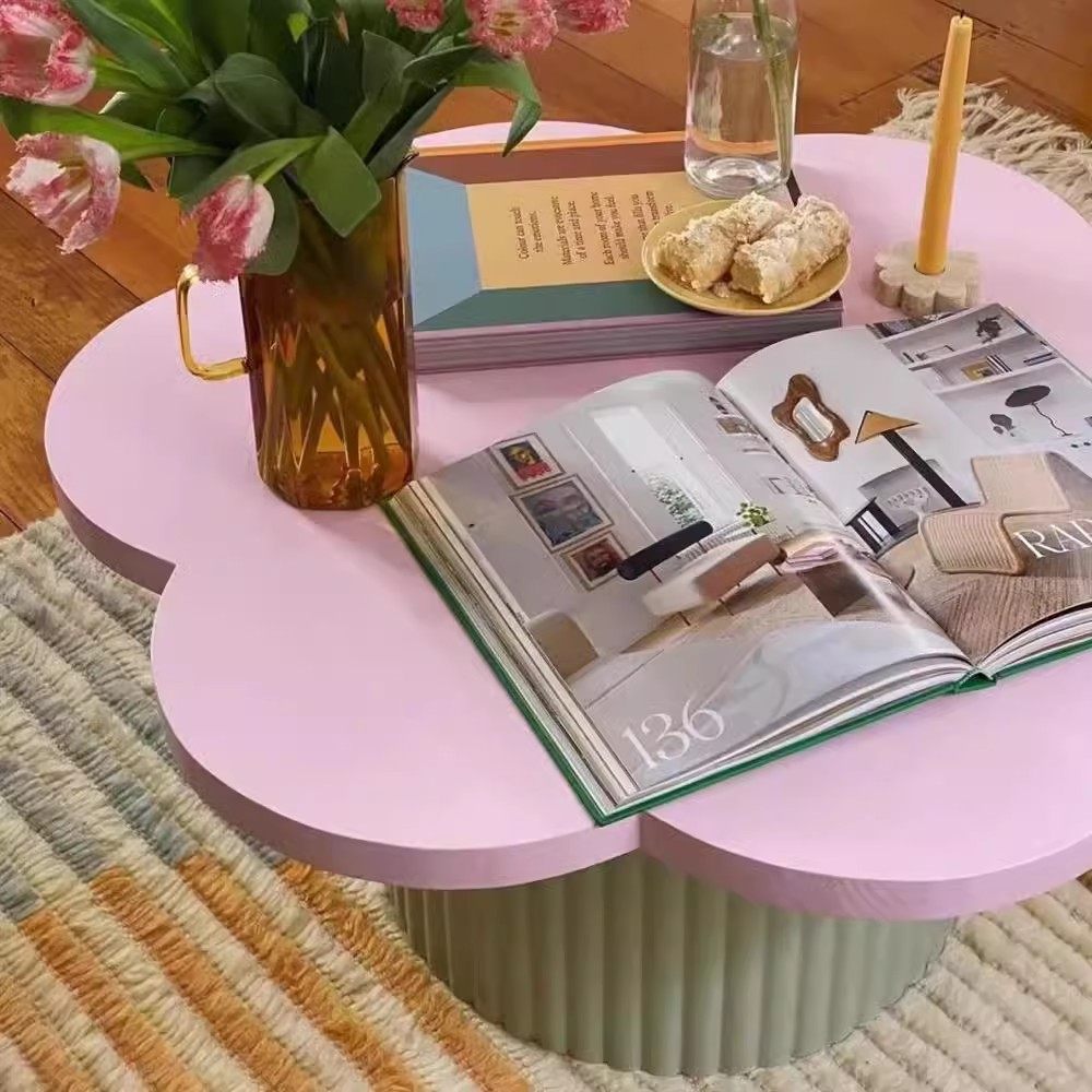 ins风玫红色花茶几艺术感异形简约现代边几民宿边桌设计师网红,淘宝优惠券,粉丝福利购,淘宝优惠卷