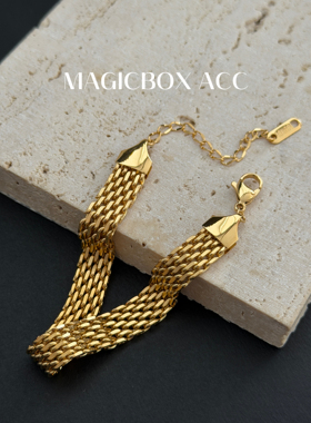 MAGICBOXACC欧美简约金属链条表带钛钢手链小众设计感叠戴手饰女