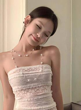 一款多戴 不规则珍珠长款叠戴项链女气质宫廷锁骨链公主颈链配饰