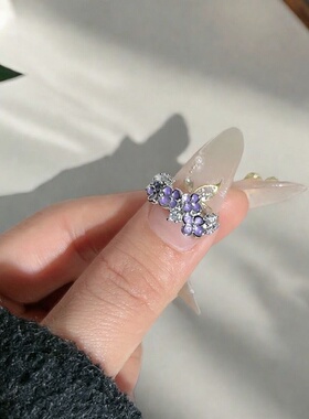 戒指女新款甜酷紫色滴釉花朵时尚轻奢指环高级感小众设计感食指戒