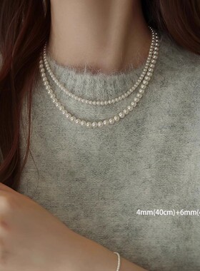秋冬新款珍珠项链女小众设计高级感锁骨链颈链毛衣链珠链
