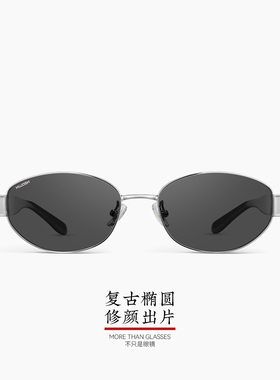 木九十椭圆金属质感书呆子墨镜