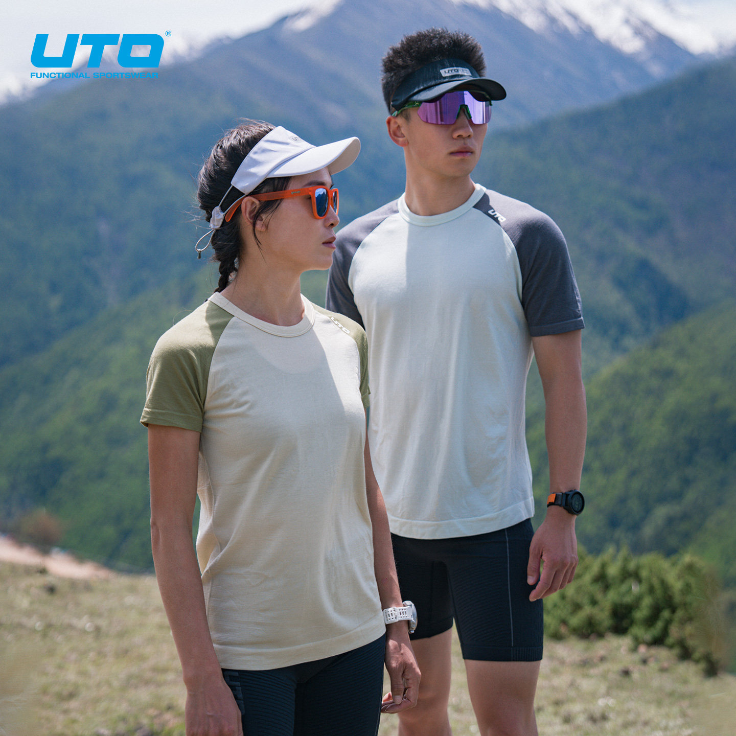 UTO悠途美丽诺羊毛速干衣女运动短袖男士夏季户外跑步T恤拼接上衣,淘宝优惠券,粉丝福利购,淘宝优惠卷