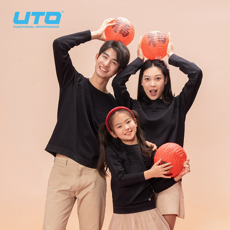 UTO悠途新年礼盒 成人款运动T恤圆领长袖吸湿排汗保暖透气 - 图1