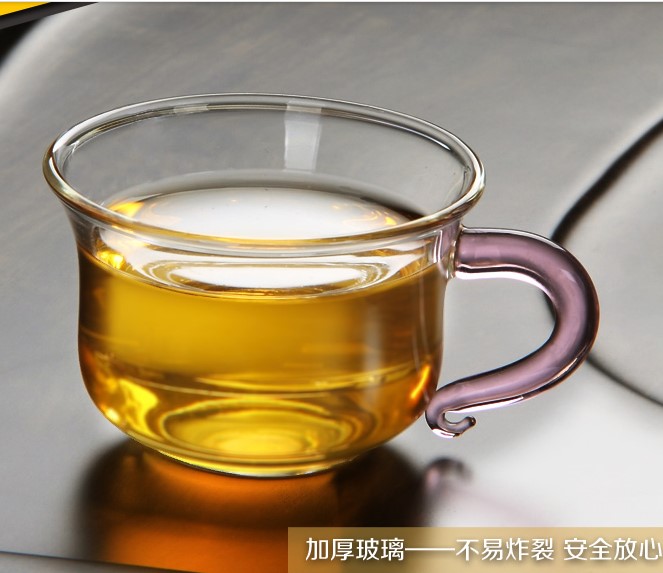 加厚耐热透明带把小茶杯 花茶杯水杯家用功夫泡茶杯 品茗杯主人杯