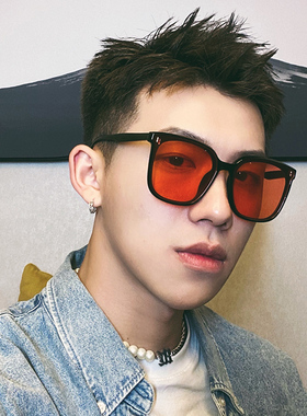 潮牌方形墨镜男时尚个性红色蹦迪嘻哈眼镜网红街拍防紫外线太阳镜