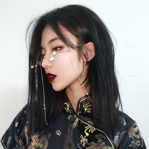 2019新款个性抖音网红同款造型眼镜女ins超火链条装饰蹦迪眼镜架 - 图1