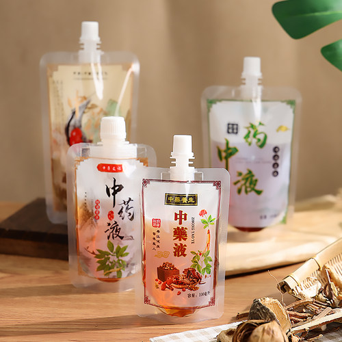 一次性中药包装袋吸嘴袋中药袋透明液体中药分装中药液外带商用 - 图1