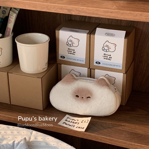 pupuhome原创馒头猫pupu周边笔袋韩系简约可爱大容量化妆包文具盒 - 图2