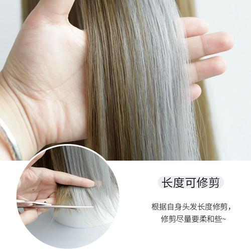 彩色挂耳染发辫假发片女夏挑染接发条短款贴片梵舌妮挂耳烫接发片 - 图2