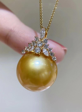 s925银热巴同款冰雪女王吊坠深海母贝大澳白珍珠吊坠锁骨链礼物女