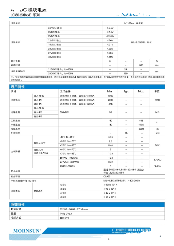 LO50-23B12E/03/05/09/15/24/27/48 50W高品质 AC-DC电力电源-图3