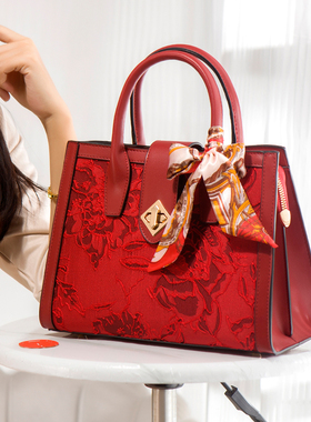香港代购红色包包女高级感妈妈包