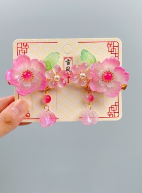 儿童汉服发饰女童古风发夹宝宝唐装头饰侧边夹小女孩流苏古装发卡