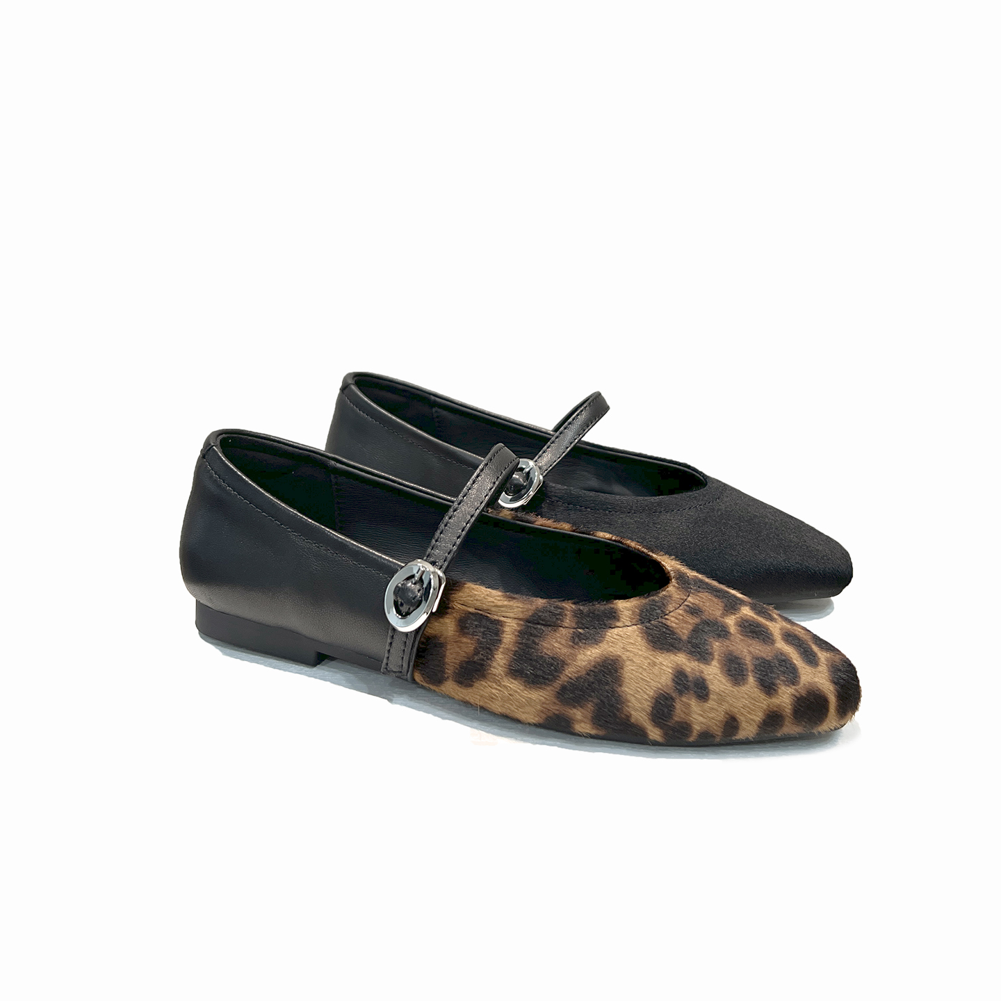 2025新款秋冬真皮平底单鞋女一字带法式平底鞋链条浅口玛丽珍鞋 - 图3