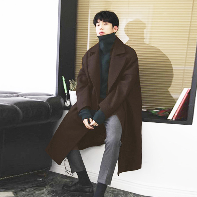 新款冬季毛呢大衣男中长款韩版宽松无羊毛呢子外套男士双排扣落肩,淘宝优惠券,粉丝福利购,淘宝优惠卷
