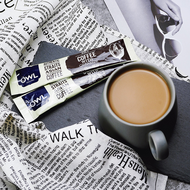 马来西亚原装进口owl猫头鹰咖啡二合一无蔗糖速溶咖啡粉条装即溶