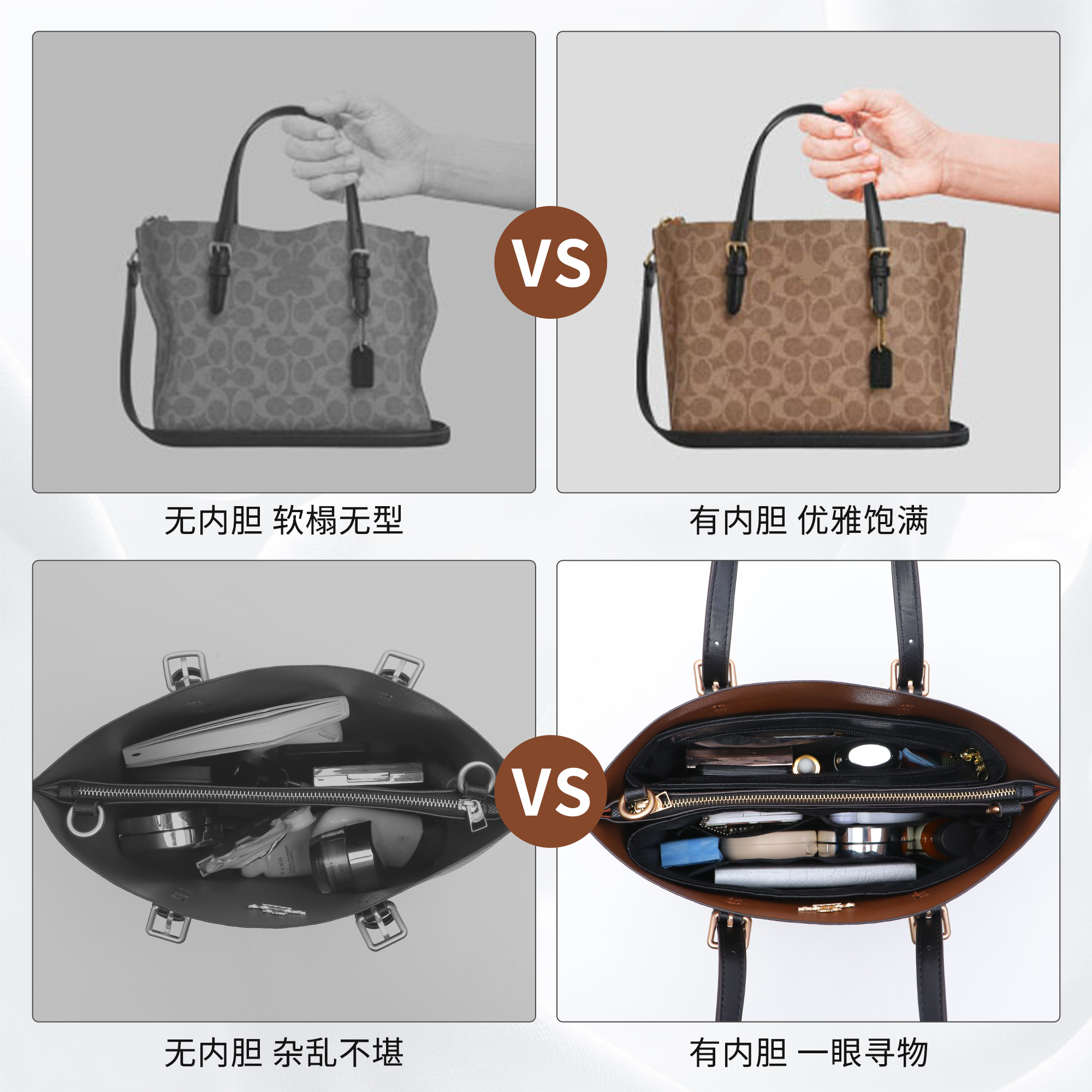 适用于coach蔻驰mollie25内胆包茉莉托特包杜邦纸收纳包中包内袋 - 图2