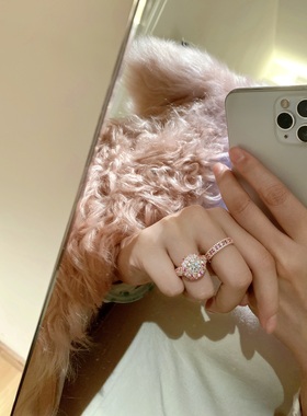 多巴胺粉钻糖果戒指重工渐变鸡尾酒925银镀金全手工镶嵌戒指指环