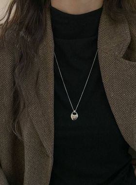 925纯银马鞍包项链女韩国ins轻奢冷淡风小众时髦秋冬毛衣链N7188