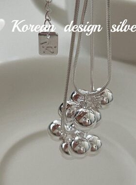 韩国气质款重工锁骨链 S925纯银 五颗大圆珠项链高级感小众设计女