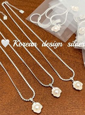 韩国ins风博主同款饰品 S925纯银荷包蛋珍珠项链小众设计百搭女款