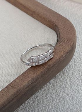 S925纯银小众设计蛇形镶钻戒指女个性百搭气质开口指环简约手饰品