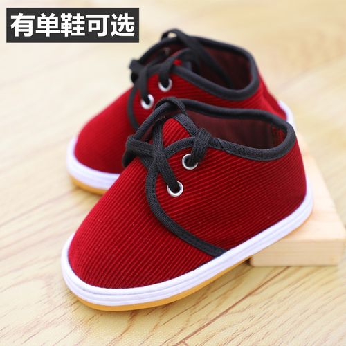 男女宝宝0-1-2-3岁4婴儿小孩软底防滑保暖加绒手工学步纯棉布鞋子 - 图2