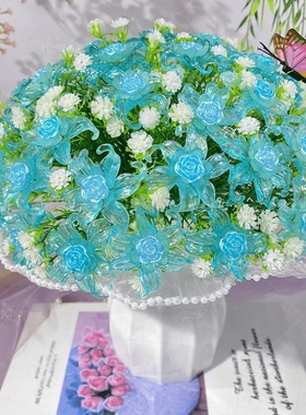 新品满天星鸢尾花编织品