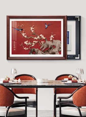 网红中挂式电厅表箱装饰画免打新孔款上梢餐遮挡新喜配眉电箱画
