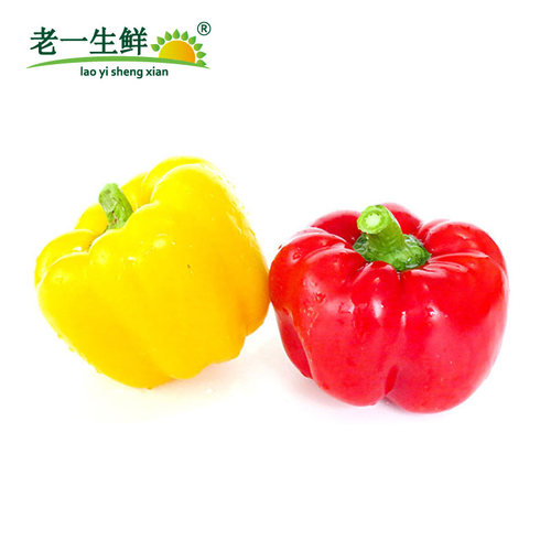 【老一生鲜】新鲜彩椒圆椒红黄彩椒灯笼椒甜圆椒沙拉蔬菜 450g - 图0