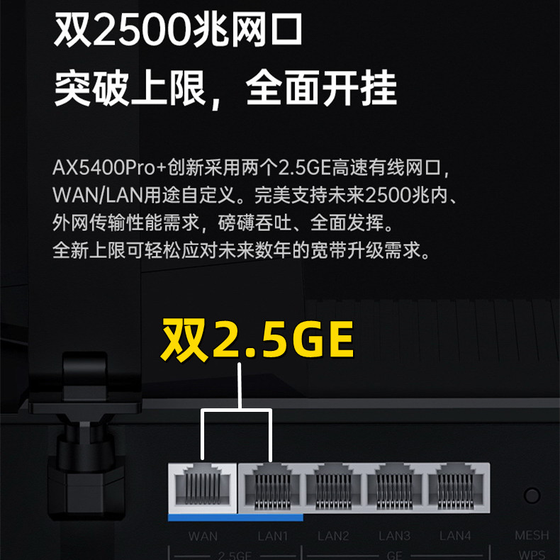 ZTE中兴AX5400Pro+无线路由器wifi6双2.5ge千兆宽带光纤5口高速USB3.0电竞游戏专业双频大户型稳定智能企业级 - 图2